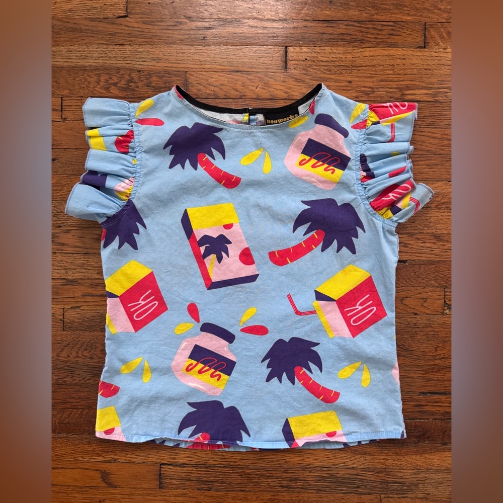 Nooworks Snacks Print Ruffle Top